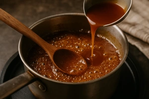 proceso para preparar caramelo líquido en casa fácilmente