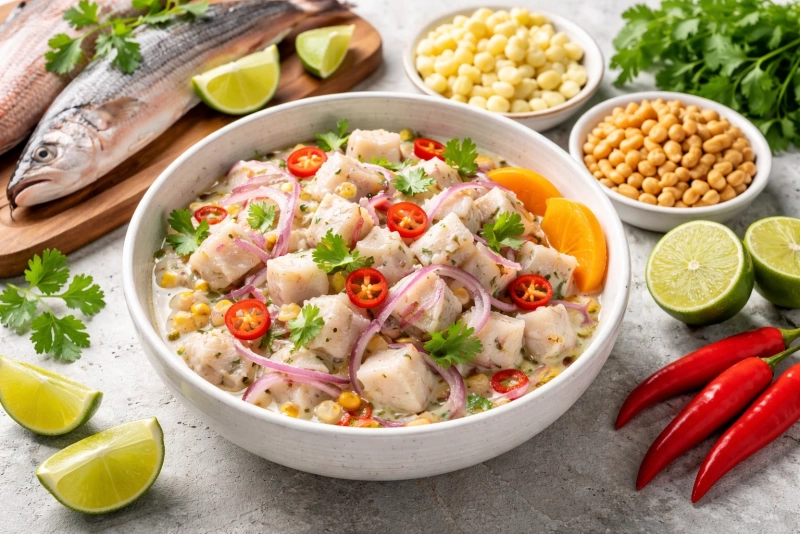 Variedad de pescados frescos ideales para ceviche peruano