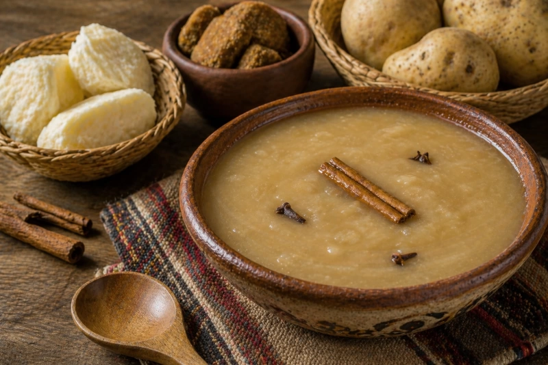 Mazamorra de tocosh en un tazón de cerámica